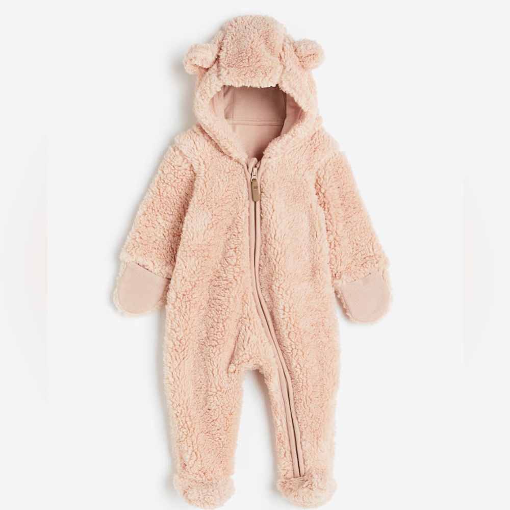 H&M Light Pink Bear Suit size 6 mos